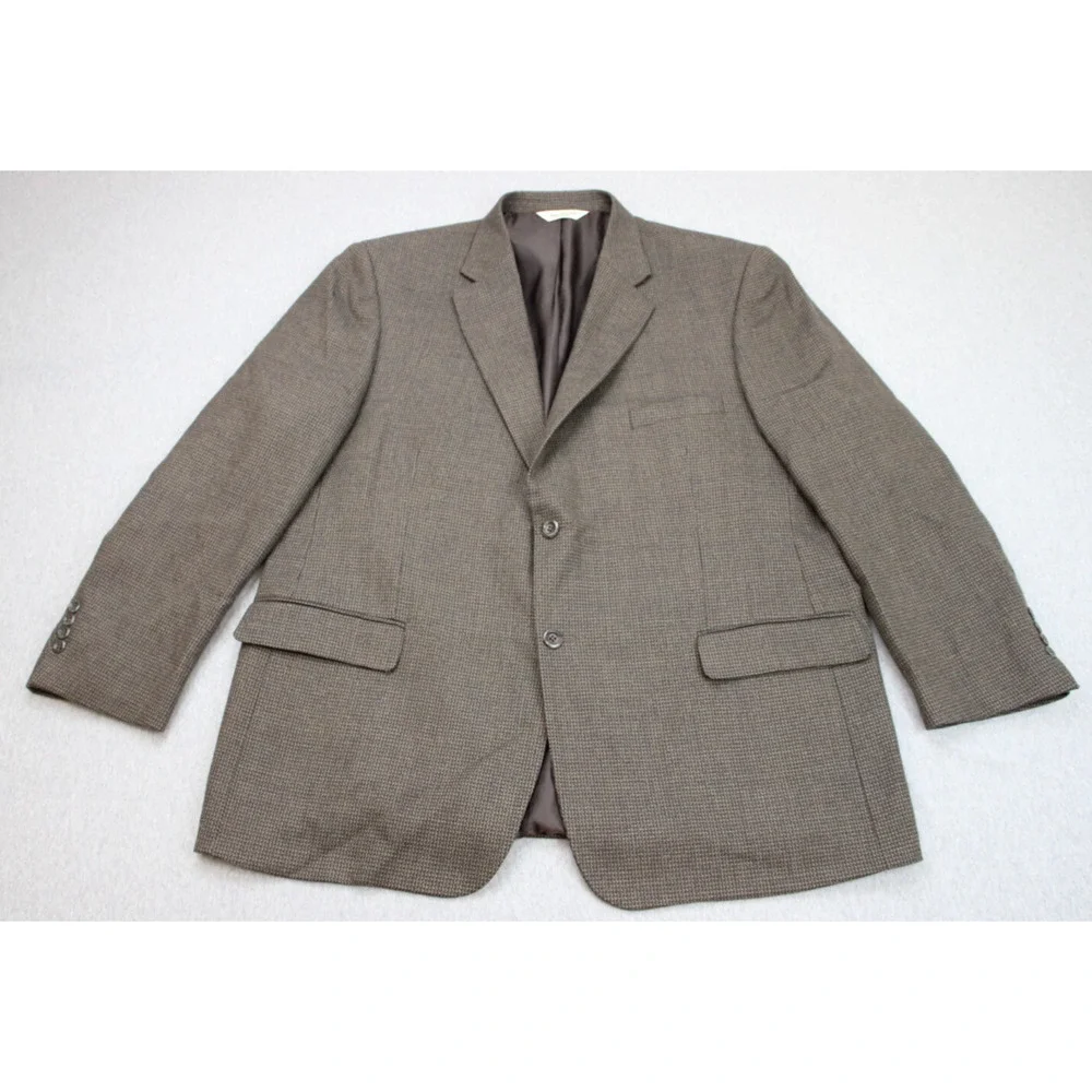 Pronto Uomo Blazer Mens 48R Houndstooth Lambs Wool 2 Button Single Breasted